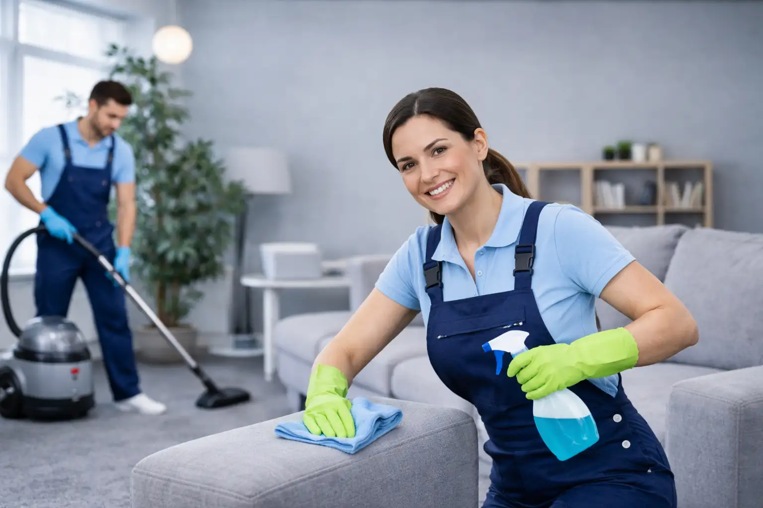 Trier Reinigung GmbH – Reinigungsfirma – Frau putzt Sofa